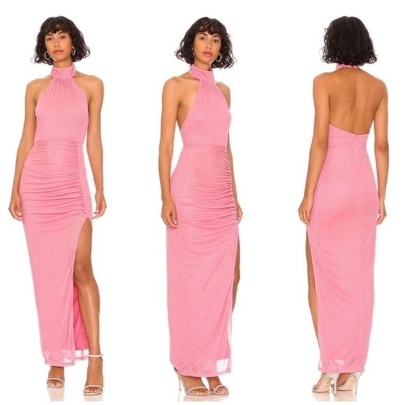 Superdown Bea Halter Maxi Dress in Pink Size L - Picture 1 of 11